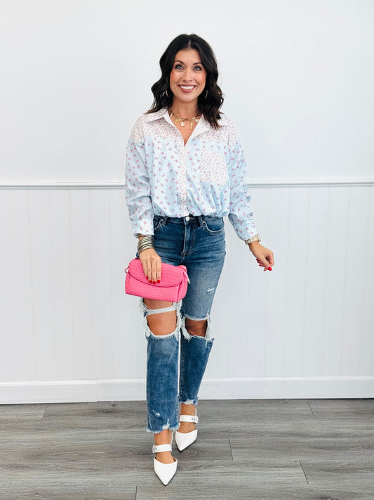 Tiny Roses Bubble Hem Top (Reg)