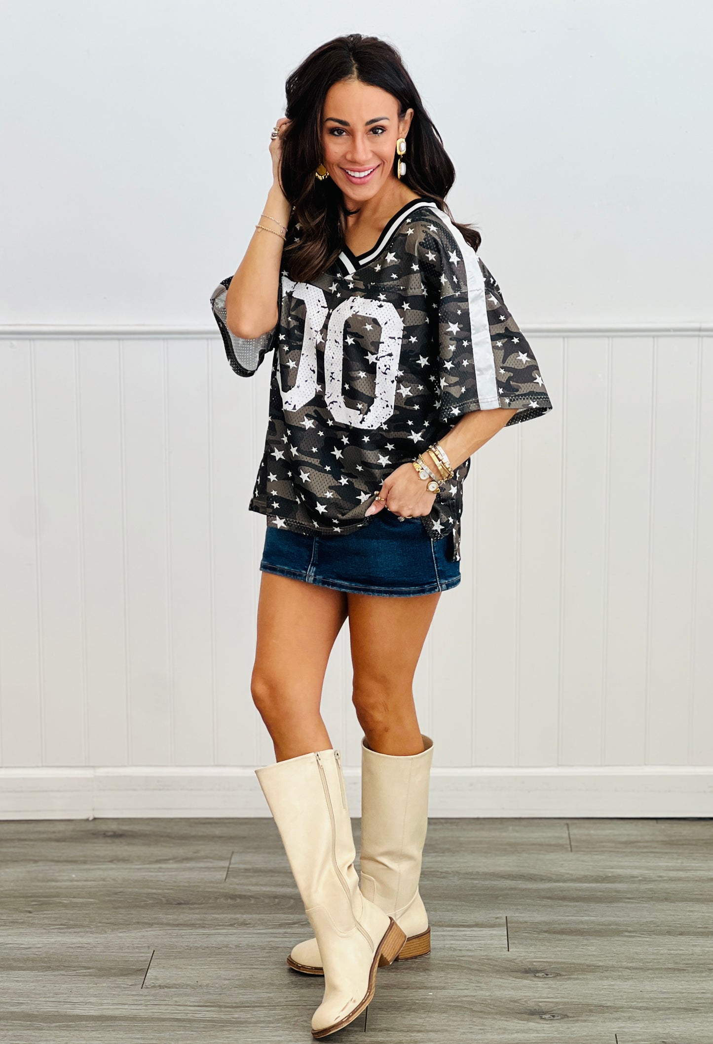 Camo Stars Number 00 Jersey Top (Reg. and Plus)