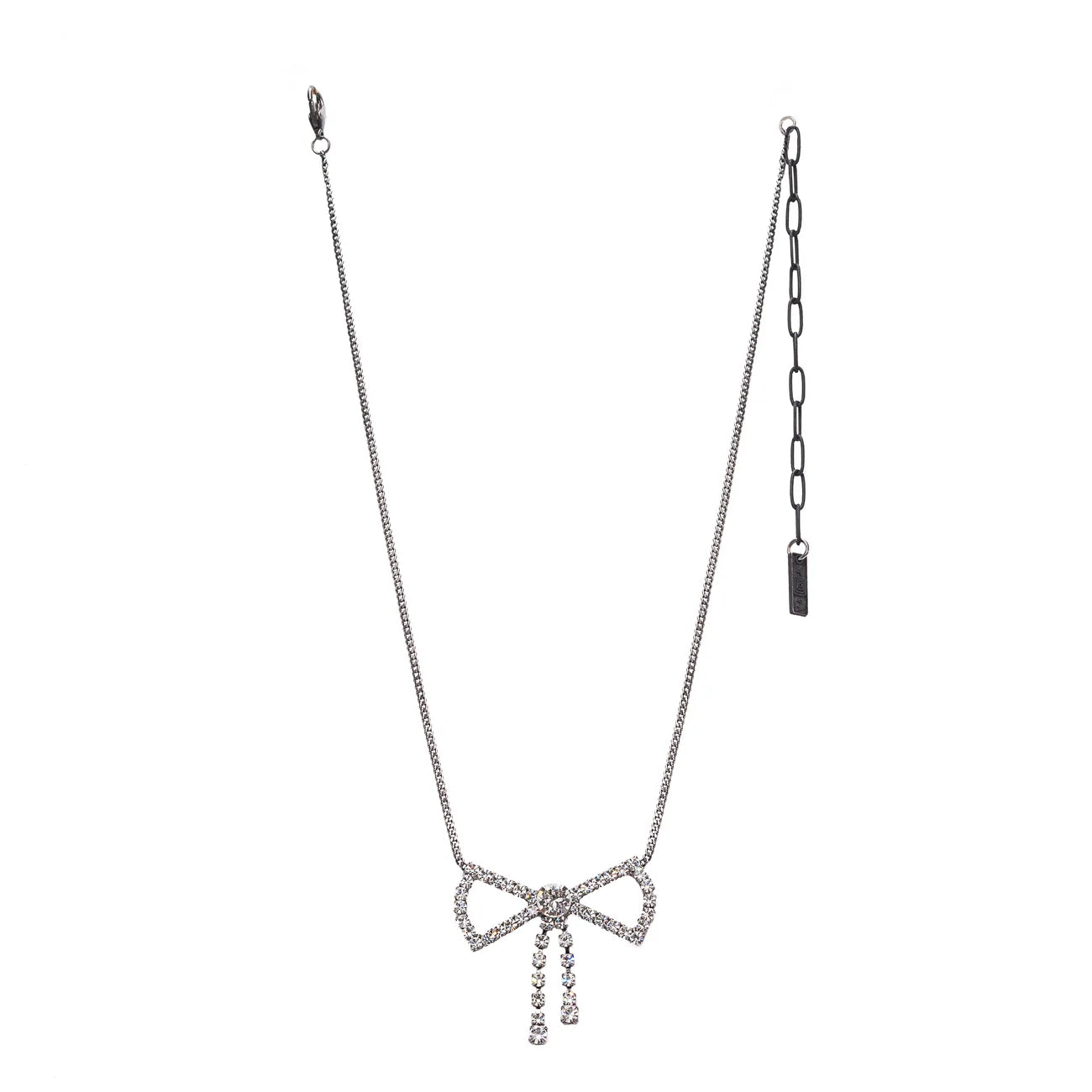 TOVA - Big Bow Necklace in Gunmetal