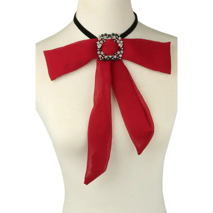 Ruby Ribbon Bow Necklace