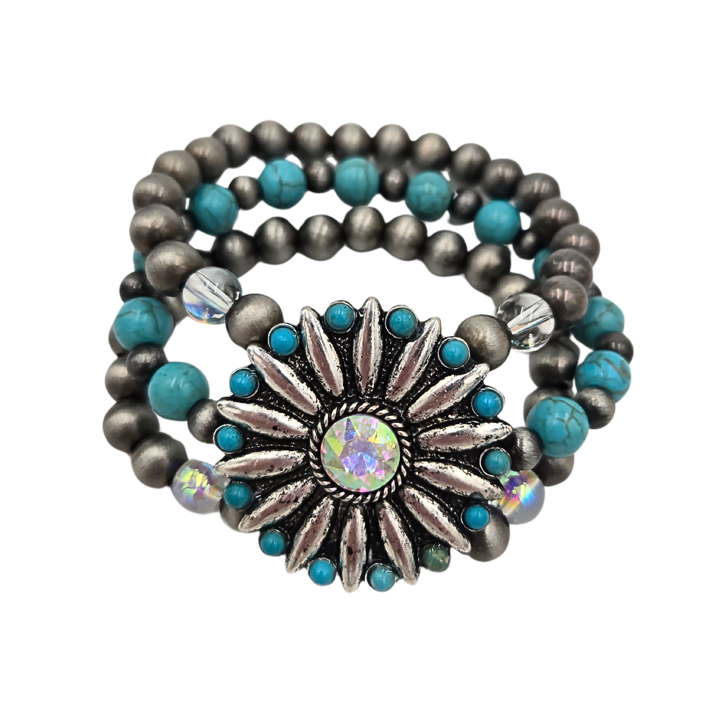 Turquoise Sunflower Concho Bracelet
