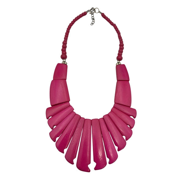 Pink Buffalo Bone Fan Statement Necklace