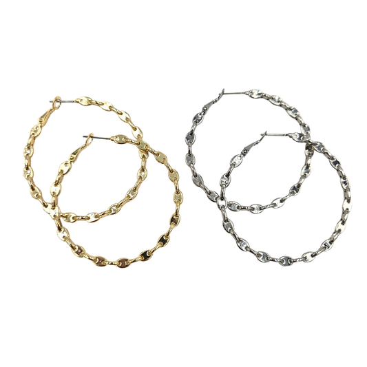 Large Mariner Chain Hoop Earrings (2 colors)
