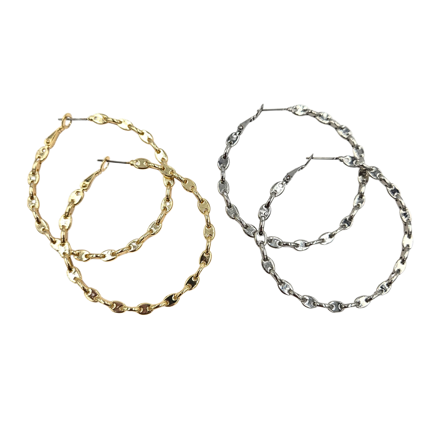 Large Mariner Chain Hoop Earrings (2 colors)