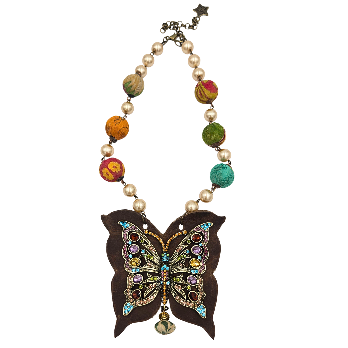 Gypsy South - Leather & Jewel Butterfly Necklace