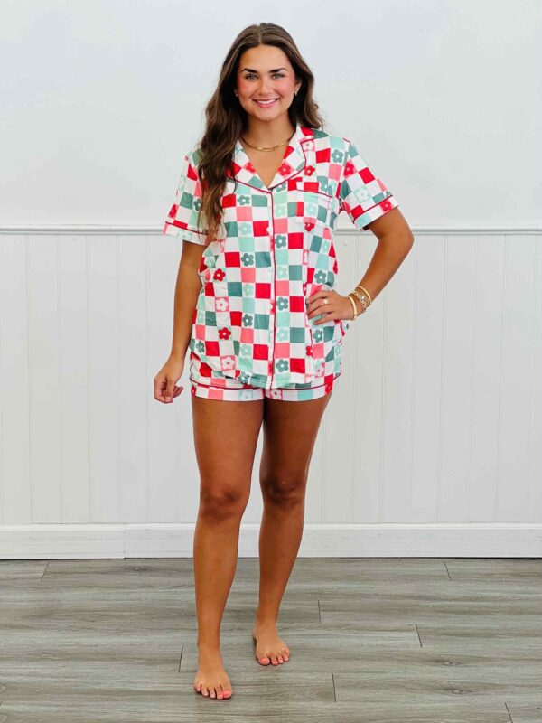 Christmas Check Button Down PJ Shorts Set (Reg. & Plus)