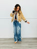 Camel Contrast Stripe Trim Twill Jacket (Reg & Plus)