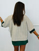 Off White/Olive Vertical Striped Polo Top (Reg. and Plus)