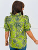 Sage Paisley Ruffle Trim Blouse (Reg & Plus)