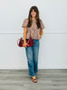 Brown Ecru Spotted Peplum Top (Reg.)
