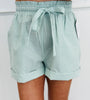 Green Striped Pull On Shorts (Reg. and Plus)
