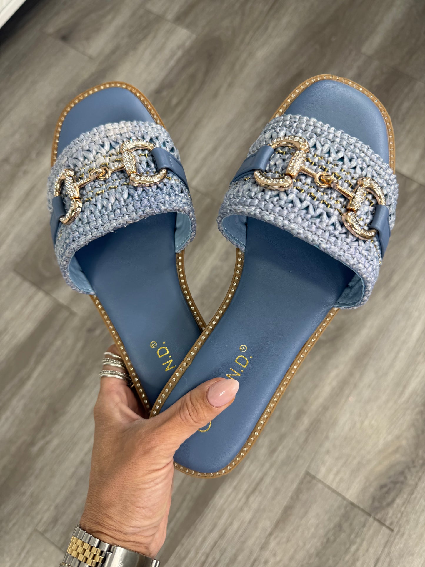 Blue Hampton Horsebit Slide