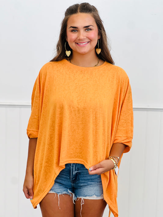 Tangerine Kimono Sleeve Sweater (Reg & Plus)