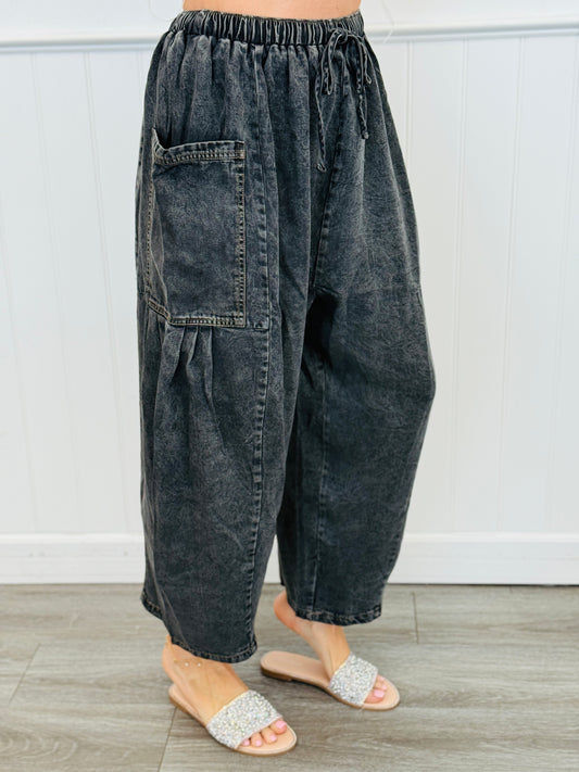 Washed Black Wide Leg Pants (Reg.)