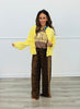 Butter Yellow Contrast Sweater Knit Snap Button Cardigan (Reg. and Plus)
