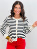 Navy/White Striped Button Down Cardigan (Reg.)