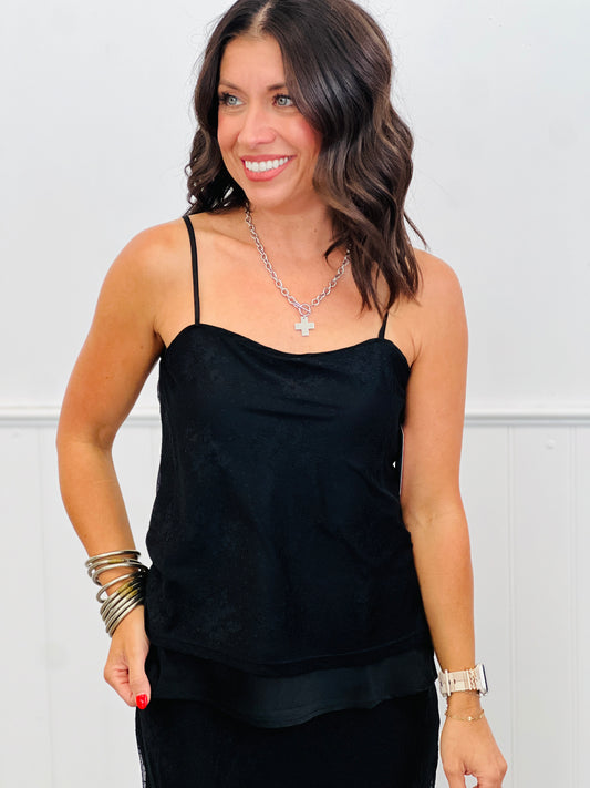 Floral Lace Layered Cami Top (Reg & Plus)