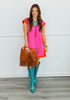 Pink/Orange Contrast Casual Chic Mini Dress (Reg.)