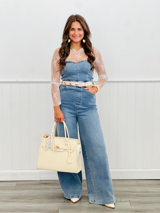 Denim Blue Strapless Jumpsuit (Reg.)