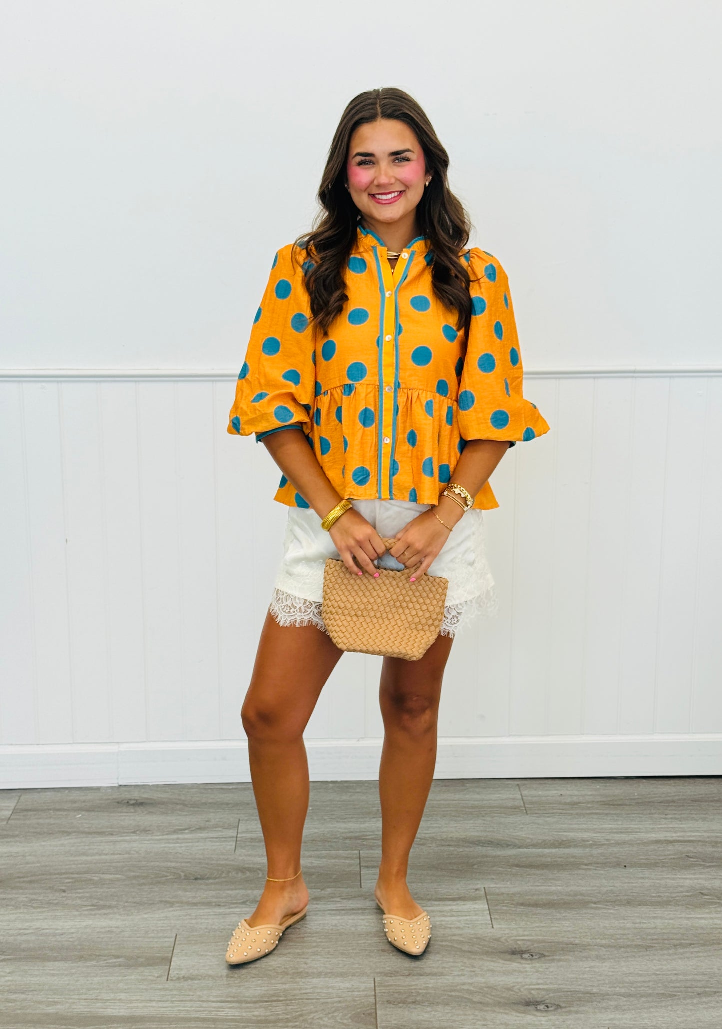 Polka Dot Perfectly Peplum Blouse (Reg.) - 2 Colors