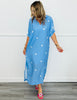 Blue Polka Dot Side Slit Midi Dress (Reg.)