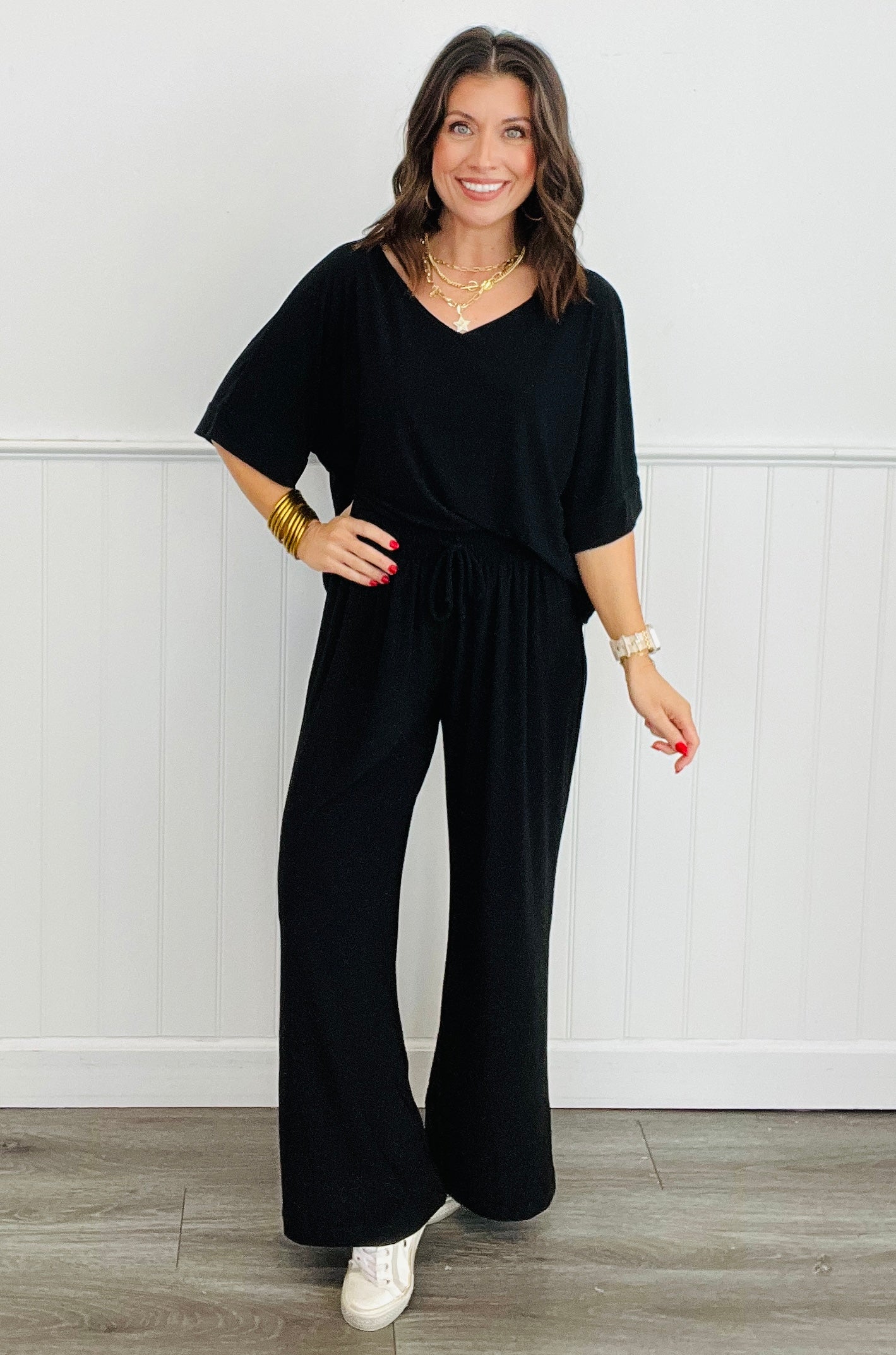 Dear Scarlett Yes Please V-Neck Top & Pants Set (Reg. and Plus) - 8 Colors