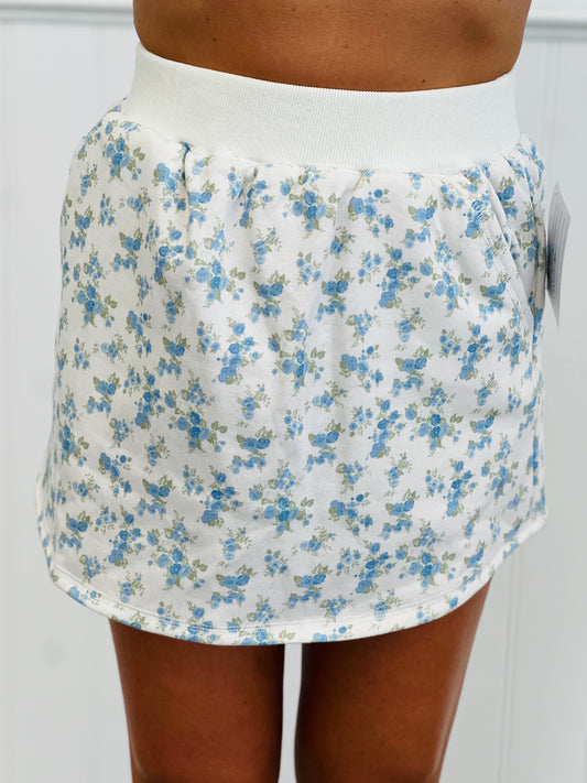 Light Blue Floral Fleece Mini Skirt (Reg.)