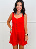 Red Front Button Up Romper (Reg & Plus)