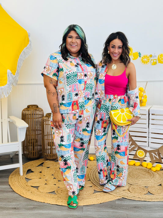 Off White Multi Printed Pocket Pants (Reg. and Plus)