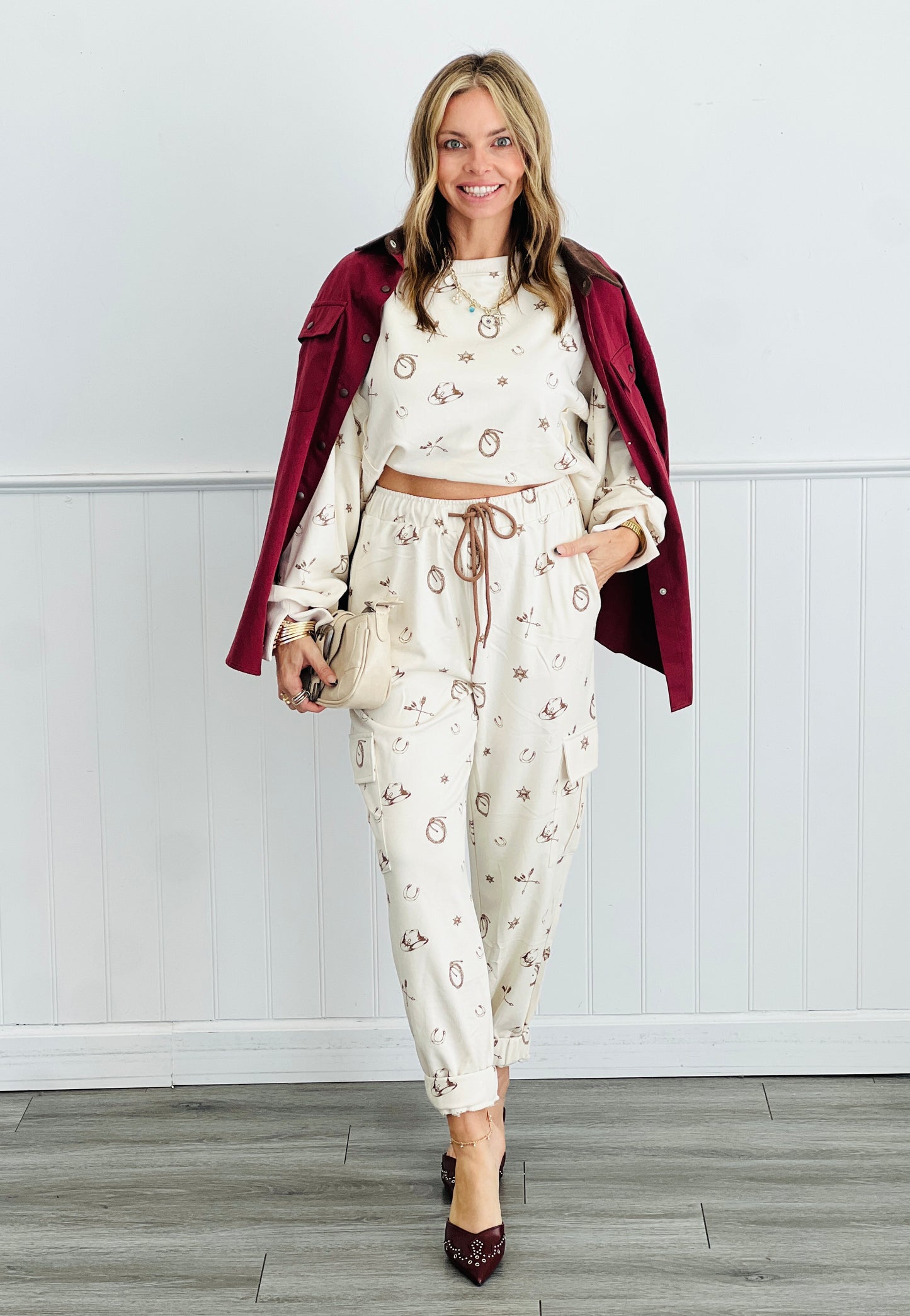 Ivory Cowboy Print Lounge Top (Reg & Plus)