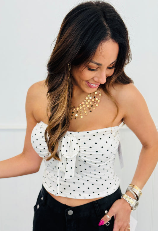 Ivory Front Tie Bra Seam Tube Top (Reg.)