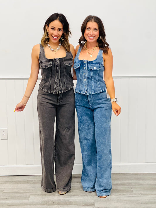 Washed Denim Cotton Jeans (Reg & Plus)-2 Colors