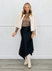 Black Asymmetrical Satin Midi Skirt (Reg.)