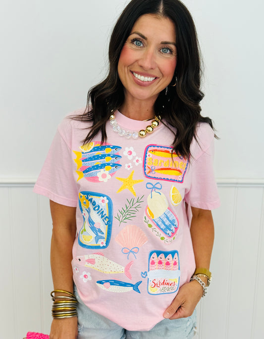 Pink Multi Sardines Graphic Tee (Reg. and Plus)