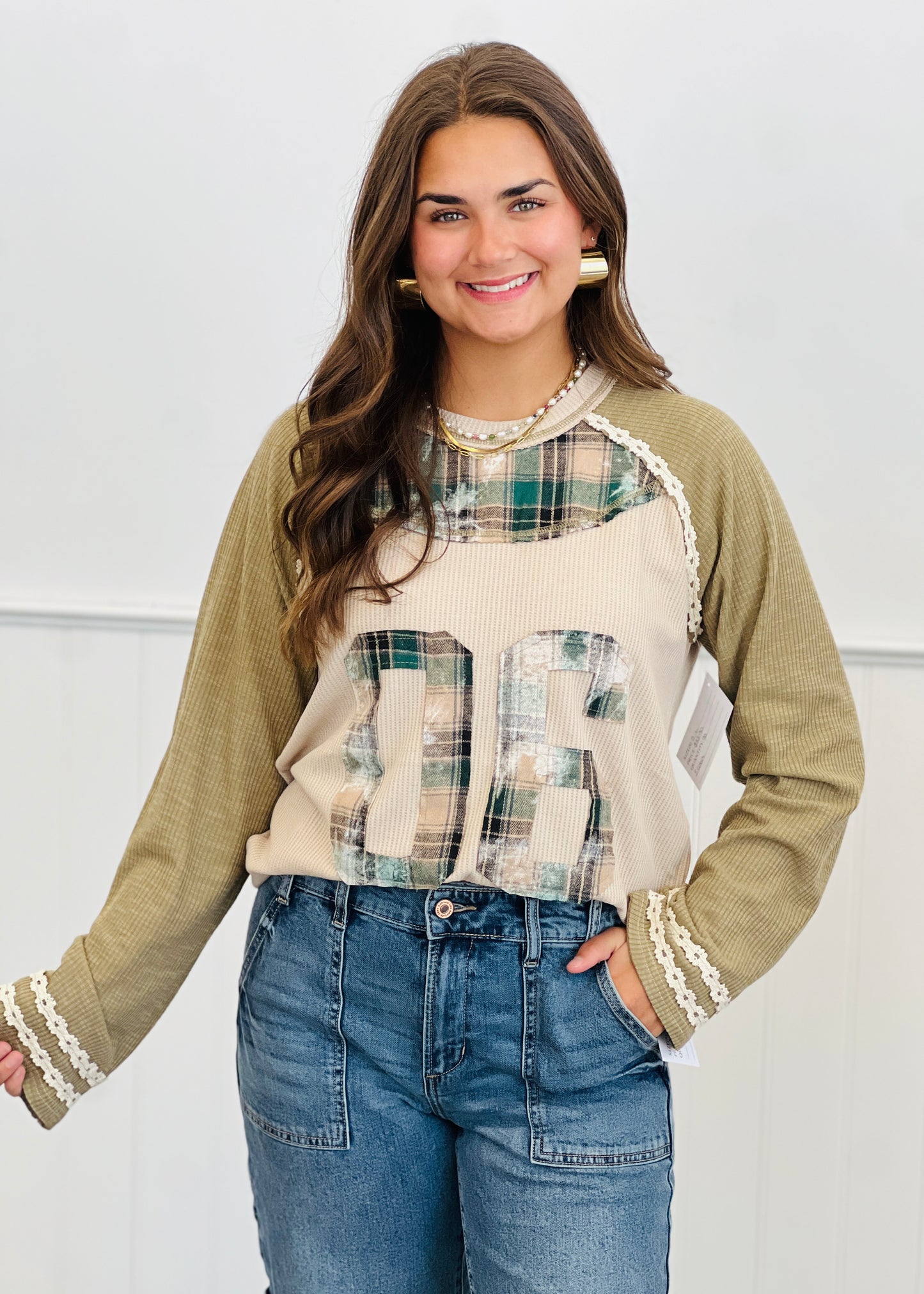 POL Plaid Patch Detail Top (Reg.) - 3 Colors