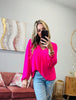 Pink Casual V-neck Long Sleeve Top (Reg. and Plus)