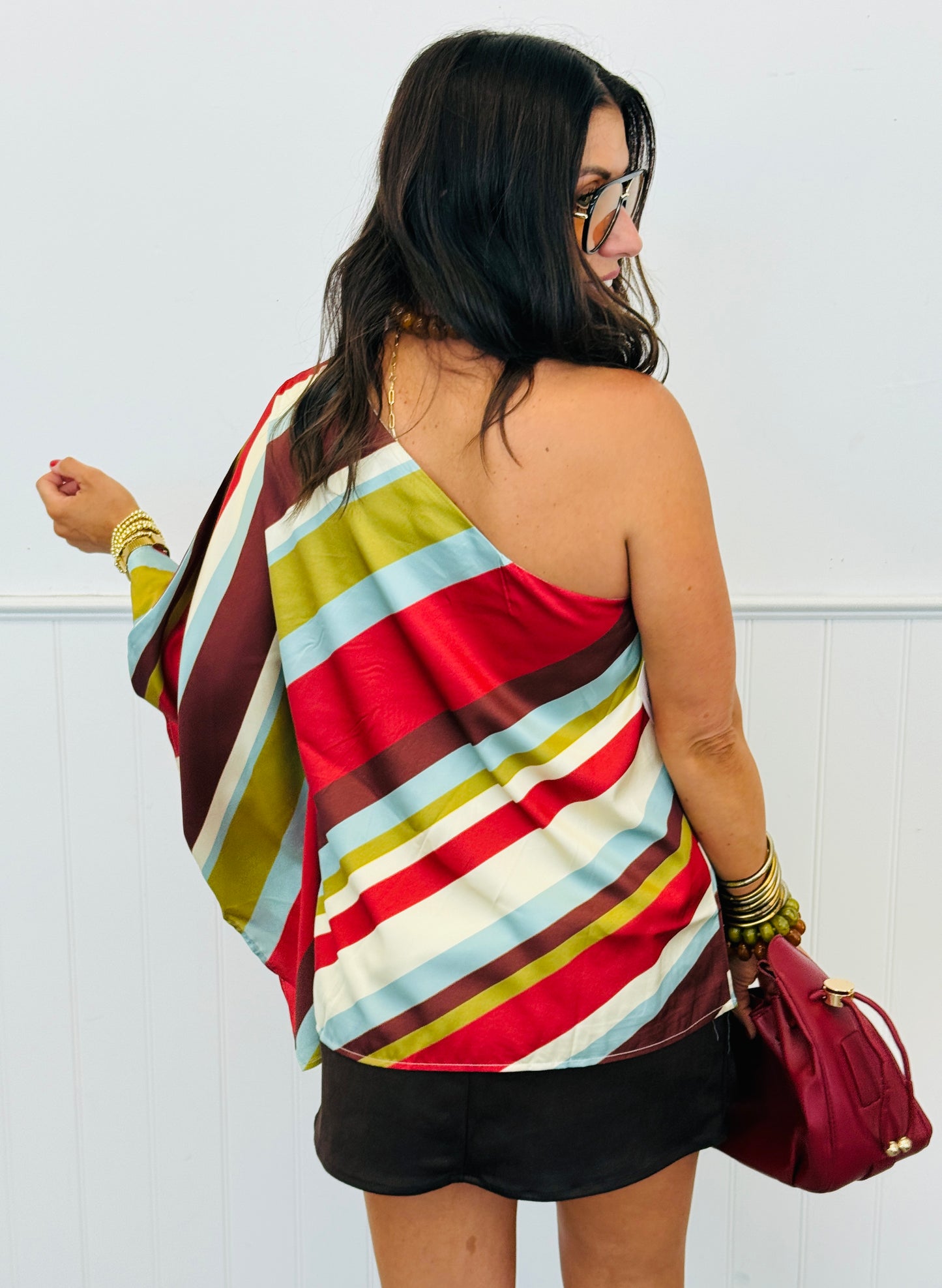 One Shoulder Striped Blouse (Reg.)