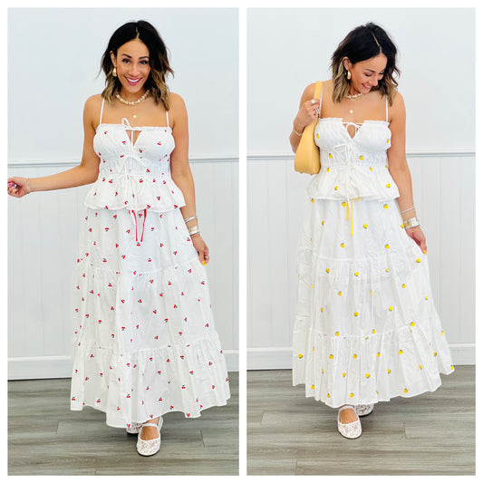 Embroidered Fruit Cami Top (Reg.)-2 Colors