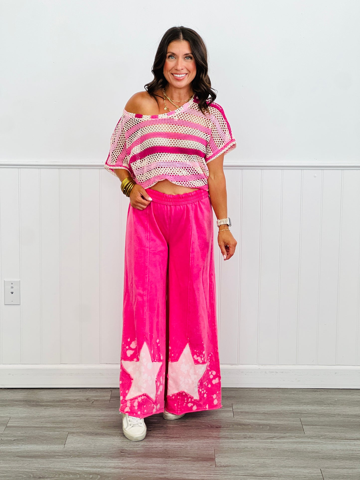 Washed Pink Star Patch Pants (Reg & Plus)
