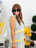 Blue/Yellow Striped Tiered Maxi Dress (Reg. and Plus)