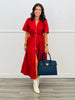 Red Front Zip Midi Dress  (Reg & Plus)