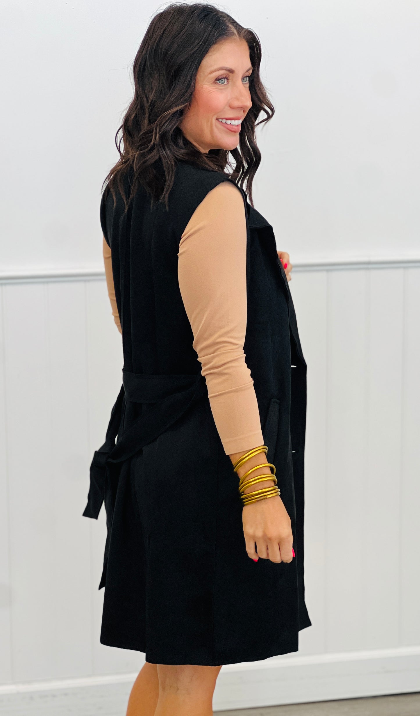 Faux Suede Longline Belted Vest (Reg & Plus)-3 Colors