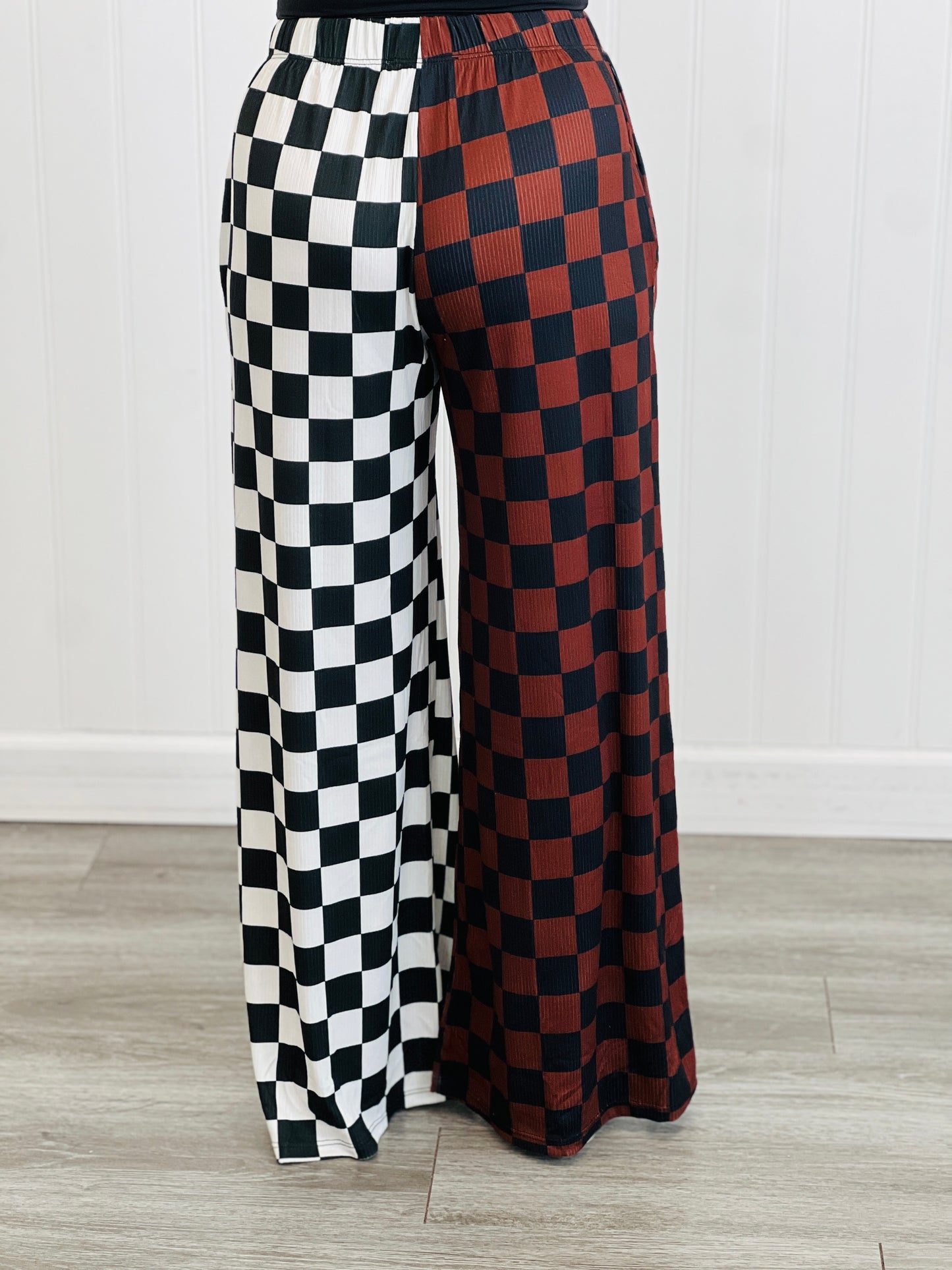 Split Decision Brown/Black Checkered Pants (Reg & Plus)