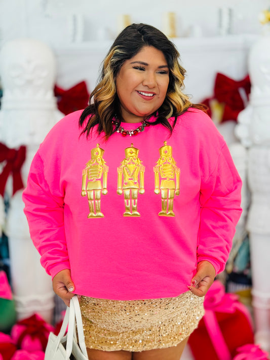 Pink Metallic Nutcracker Sweatshirt (Reg. and Plus)