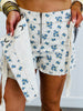 Cream/Blue Denim Floral Wrap Mini Skort (Reg.)