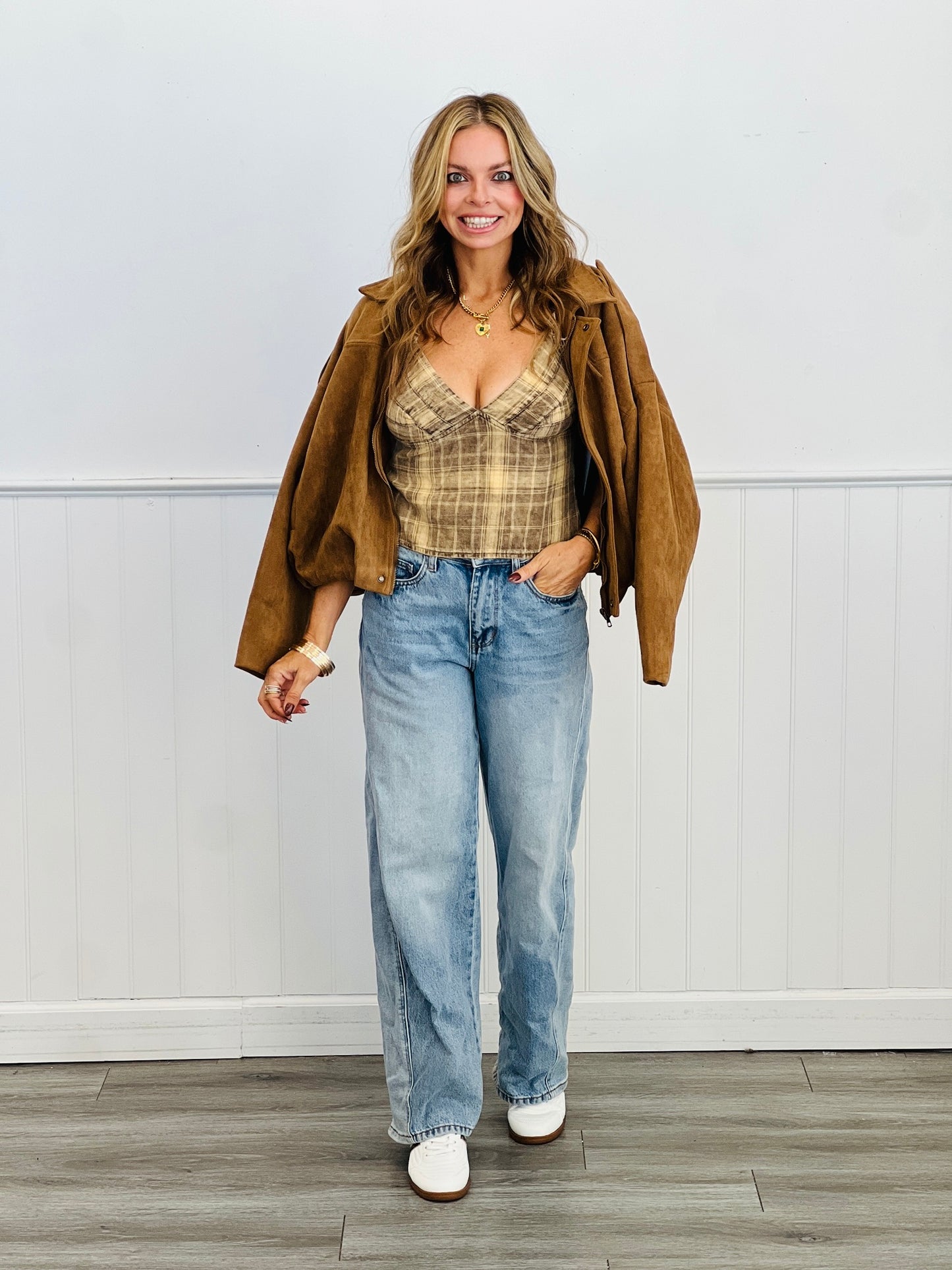 Camel Suede 3/4 Sleeve Jacket (Reg.)