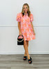 Peach Mix Floral Jacquard Mini Shift Dress (Reg.)
