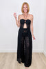 Black Sheer Lace Maxi Top & Pants Set (Reg.)