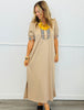 Taupe Contrast Check Plaid Midi Dress (Reg.)