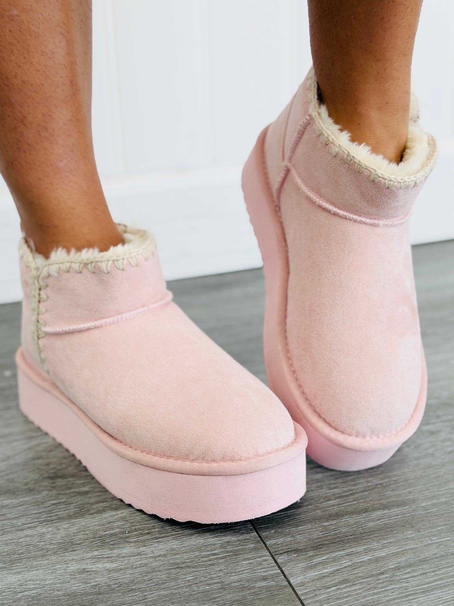 Pink Cuddle Up Platform Booties